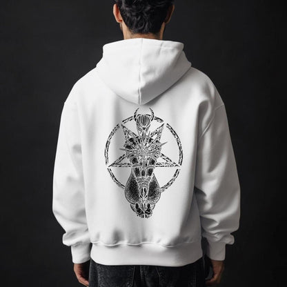 Goat Skull Pentagram Occult Hoodie – Gothic & Pagan Apparel, Mystical Pullover, Witchy Gift