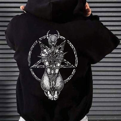 Goat Skull Pentagram Occult Hoodie – Gothic & Pagan Apparel, Mystical Pullover, Witchy Gift