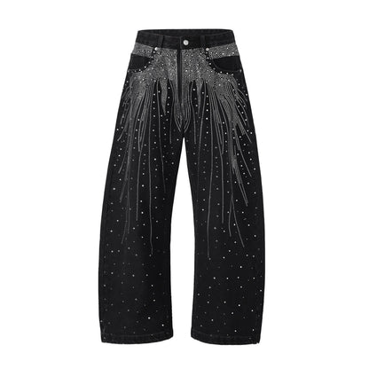 NOIR FLORAL RHINESTONE DENIM